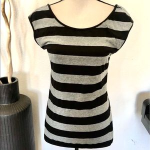 Express black and Gray striped top size L